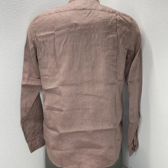 Theory Men’s Standard-Fit Linen Button-Down Shirt – Antler Red – - Picture 8 of 11